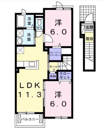 エテルノソーレSI(2LDK/2階)の間取り写真