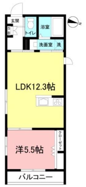 プリムヴェール(1LDK/1階)の間取り写真