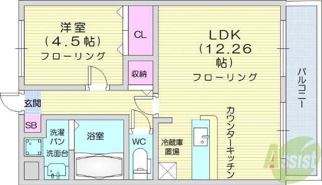 セレクト小松島(1LDK/3階)の間取り写真
