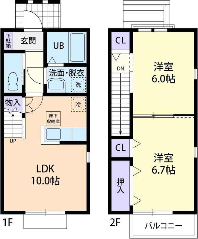 CIEL I(2LDK/1階)の間取り写真