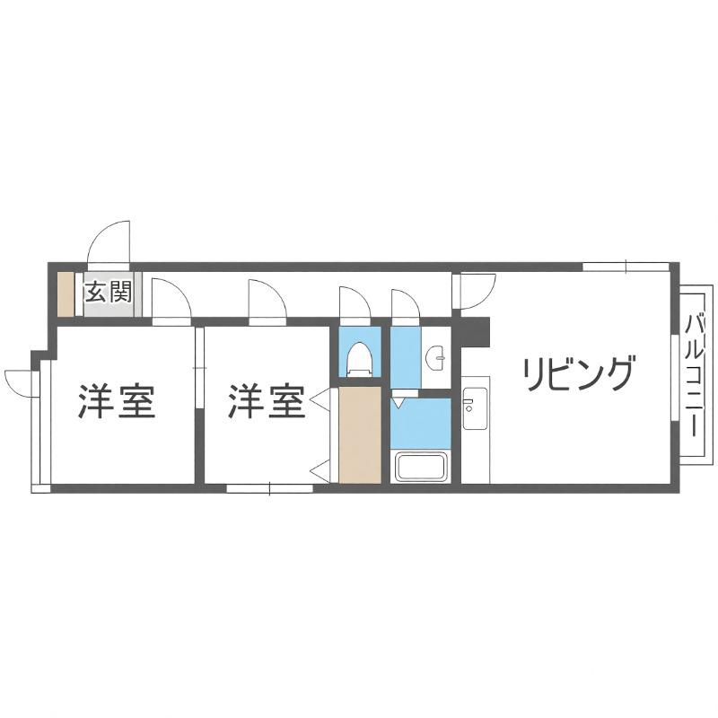 ビッグバーンズマンション北郷III B棟(2LDK/3階)の間取り写真