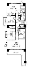 Kコーポ八乙女(3LDK/5階)の間取り写真