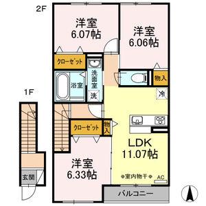 マリアライト(3LDK/2階)の間取り写真