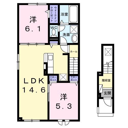 ヒカリ テラス A(2LDK/2階)の間取り写真