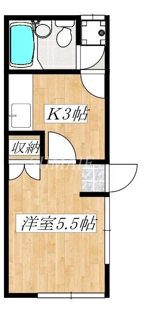 フラット野崎(1K/2階)の間取り写真