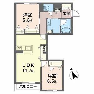 シャーメゾン岡田ハイテール(2LDK/2階)の間取り写真