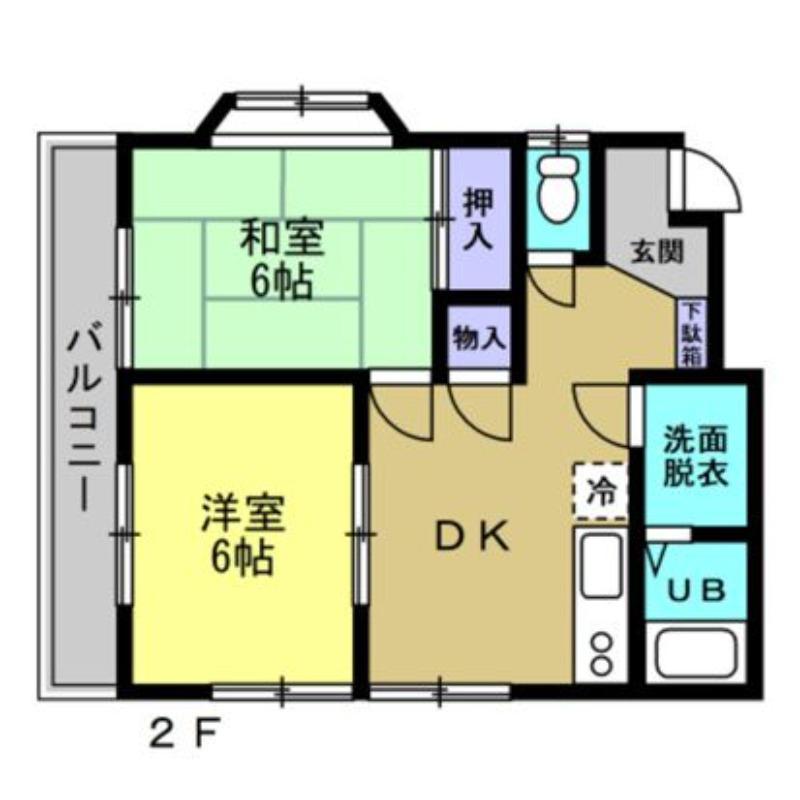 ガーデンハイム(2DK/2階)の間取り写真