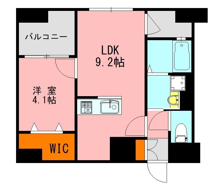アソシアグロッツォ博多サウスガーデン(1LDK/13階)の間取り写真