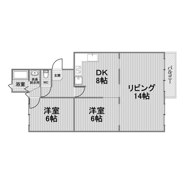 垂水高丸4号棟(2LDK/5階)の間取り写真