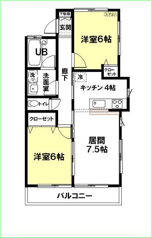 アーバニズム70A(2LDK/2階)の間取り写真