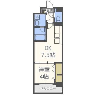 コンフォート弁天(1DK/3階)の間取り写真
