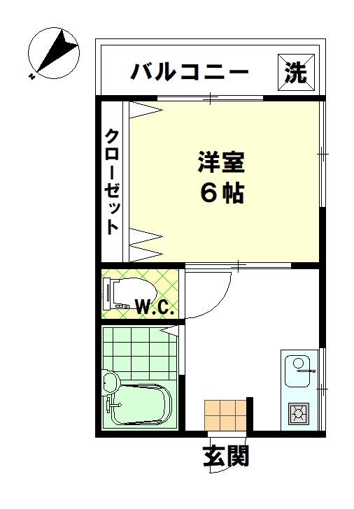メゾンカトレア(1K/1階)の間取り写真