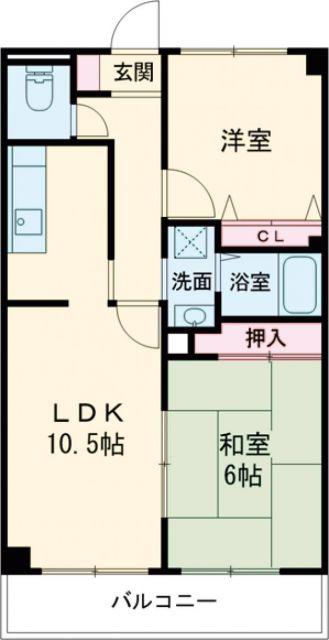 スタンドアップ野々上(2LDK/4階)の間取り写真