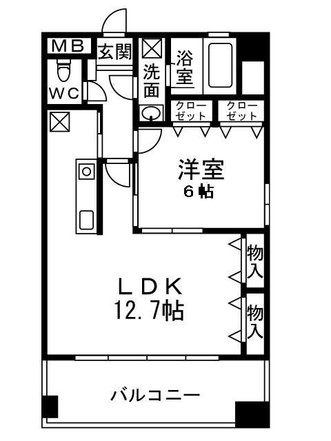 キャピトル安堂寺(1LDK/6階)の間取り写真
