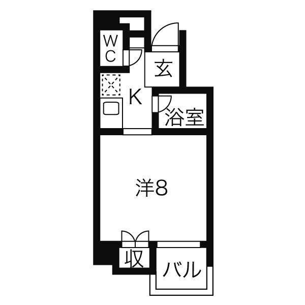 モワ鳥居松(1K/2階)の間取り写真