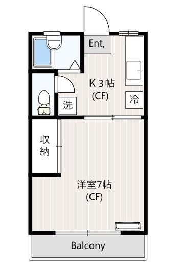 スカイパーク(1K/1階)の間取り写真