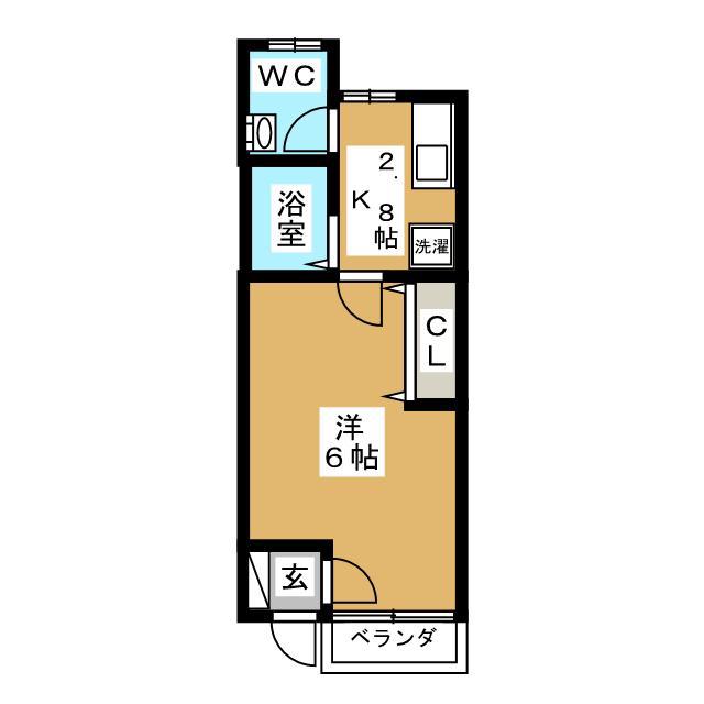 ティーフラワー5号館(1K/1階)の間取り写真