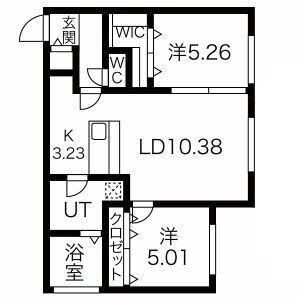 KALMIA桑園(2LDK/1階)の間取り写真