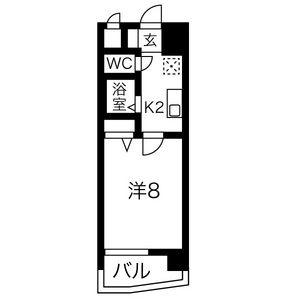 ヒルズ新栄(1K/3階)の間取り写真