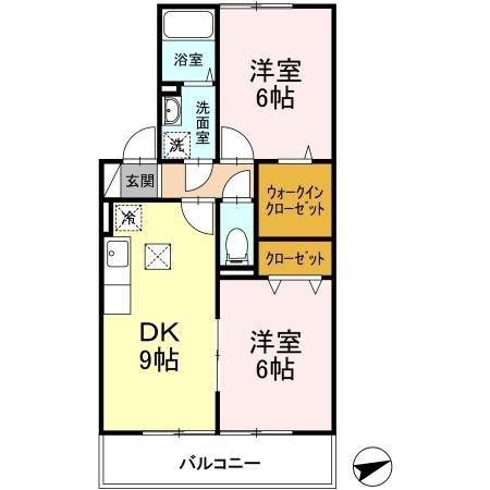 ロイヤルガーデン天神A棟(2DK/1階)の間取り写真