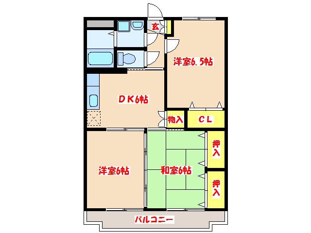 アネックスローズマンション(3DK/4階)の間取り写真