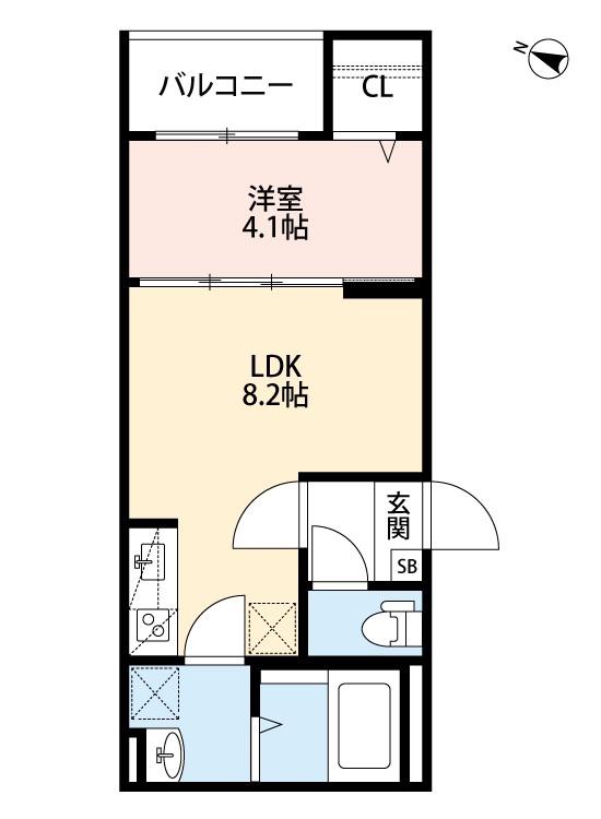 ルアナ新神戸(1LDK/1階)の間取り写真