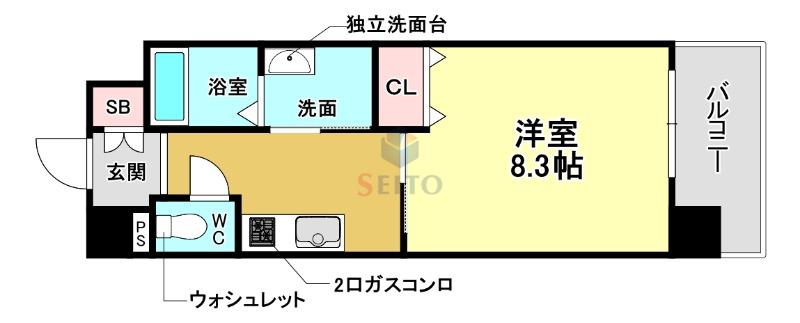 エルベコート豊中服部(1K/2階)の間取り写真