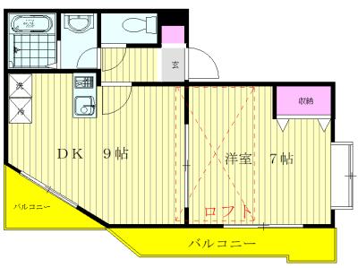 キャッスル高田馬場(1DK/4階)の間取り写真