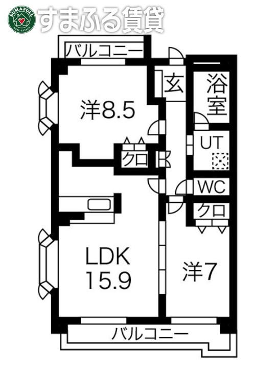 ロイヤルスクエア(2LDK/4階)の間取り写真