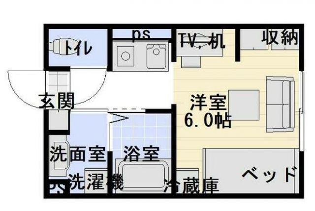 コンフォートハウス(ワンルーム/2階)の間取り写真