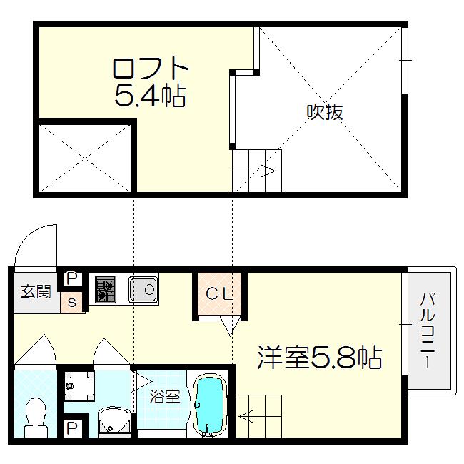 リベール塚口(1K/1階)の間取り写真