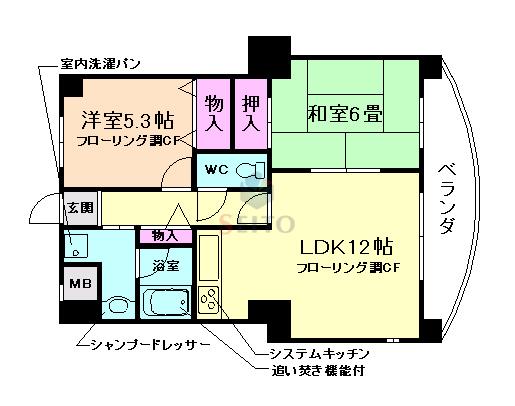 ローレル・ウィングス(2LDK/9階)の間取り写真