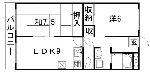 ハーモニー和合II(2LDK/1階)の間取り写真