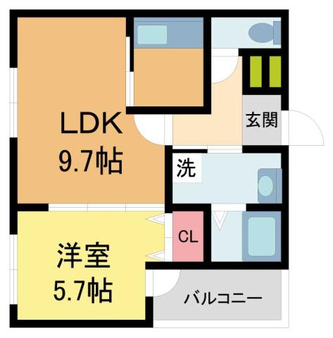 フジパレス ヴェール(1LDK/2階)の間取り写真