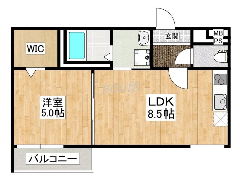 フジパレス駒川中野VI番館(1LDK/2階)の間取り写真
