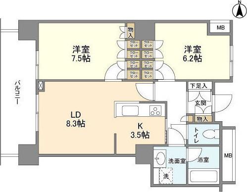 豊洲シエルタワー(2LDK/23階)の間取り写真