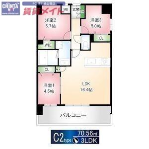 グランプレジール(3LDK/10階)の間取り写真