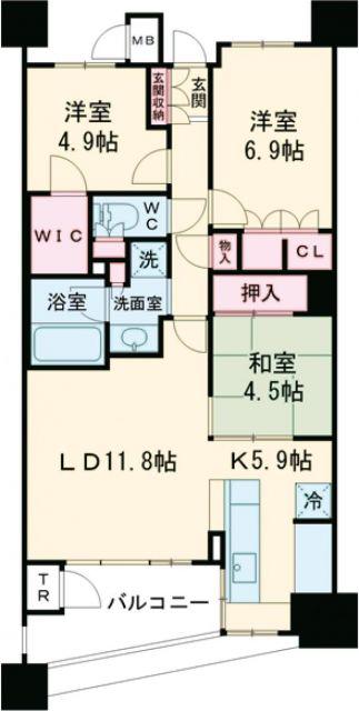 レジデンス・ザ・トヨタ(3LDK/4階)の間取り写真