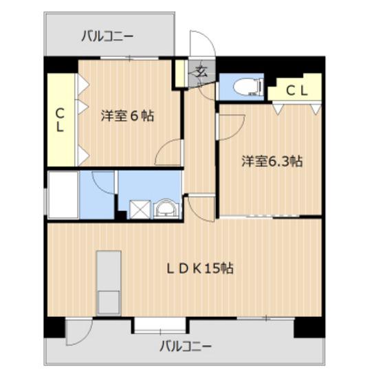 LIBTH八王寺(2LDK/2階)の間取り写真