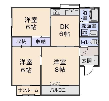 スパサイドコーポ A(3DK/1階)の間取り写真
