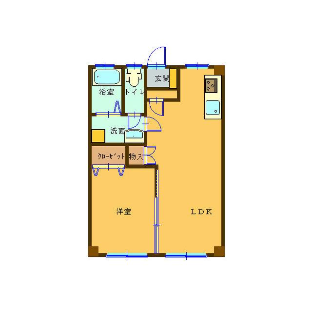 リバティー鈴木(1LDK/2階)の間取り写真