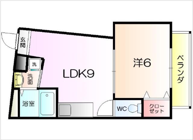 シティーコート堺東(1LDK/6階)の間取り写真