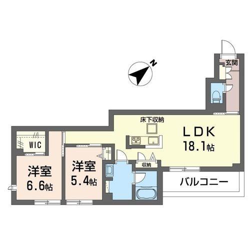 ウィズプラス松戸(2LDK/2階)の間取り写真