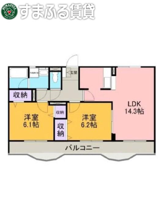 リューボヌールIII(2LDK/3階)の間取り写真