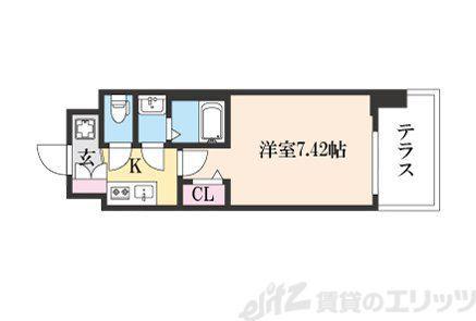 ロイス茨木奈良町(1K/1階)の間取り写真