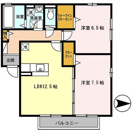 サンフラワー(2LDK/2階)の間取り写真