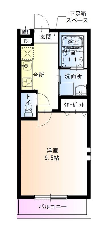 フジパレス忍ケ丘I番館(1K/1階)の間取り写真