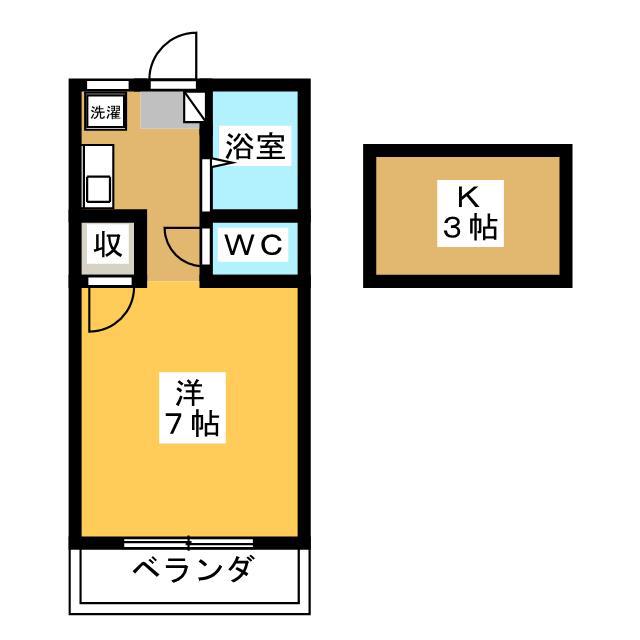 サンピュア・ヤハタ(ワンルーム/2階)の間取り写真
