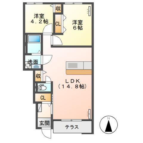 シエル クレア(2LDK/1階)の間取り写真