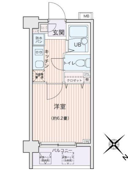 エコロジー都立大学レジデンス(1K/5階)の間取り写真